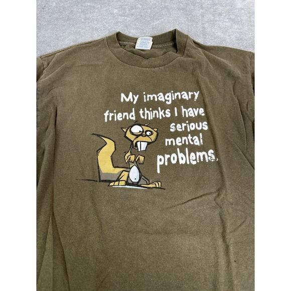 Vintage Y2K Comedy Short Sleeve T Shirt Men's Size Medium Green - Picture 3 of 10